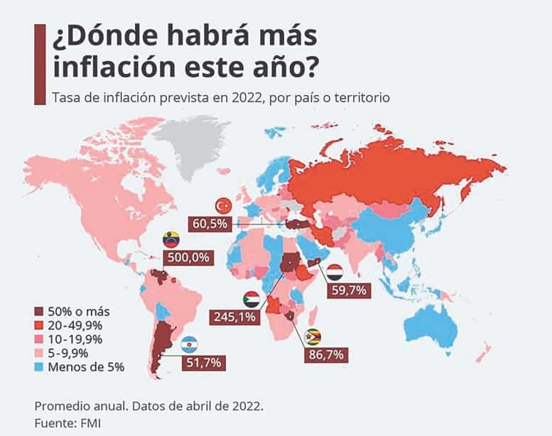 Mapa de la inflación en el mundo