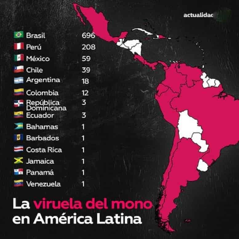 Mapa de países con viruela del mono
