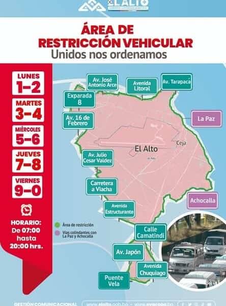 restricción vehicular en El Alto
