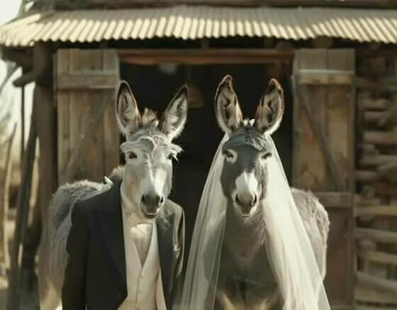 Burros en su matrimonio